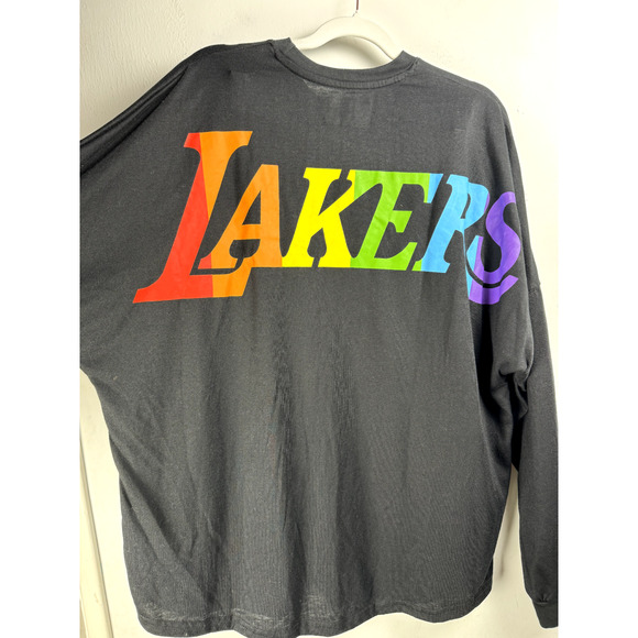 Lakers Logo Unisex Rainbow Shirt Athleisure Sportswear Casual Fandom Basketball - Picture 4 of 7